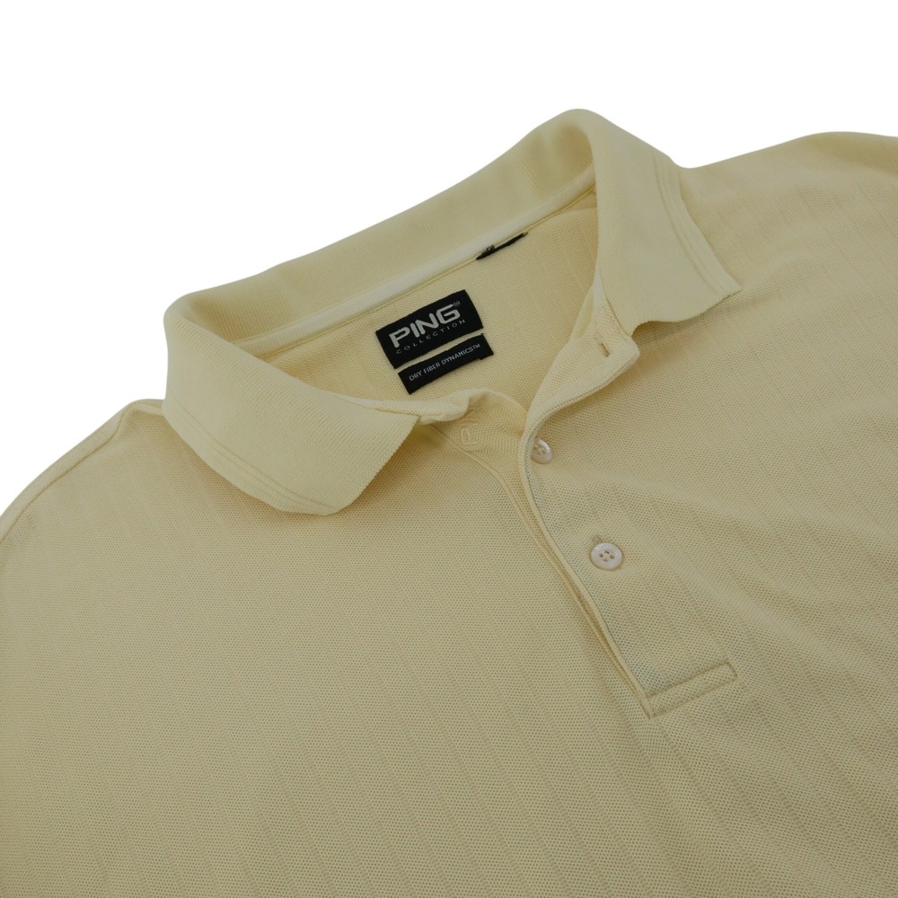 Ping Collection Mens Large Yellow Dry Fibre Dynamics Textured Golf Polo Shirt‎